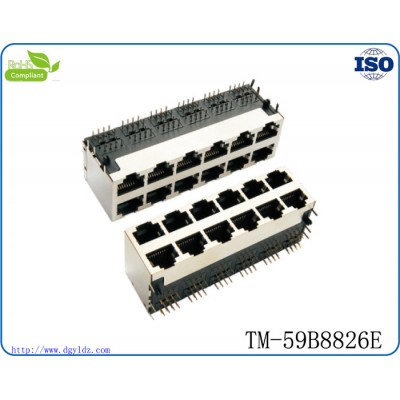 **RJ45接口2X4 8P8C多口合一 雙層RJ