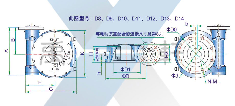 QDX3-D12電動蝸輪箱(圖1) QDX3-D12電動蝸輪箱(圖1)